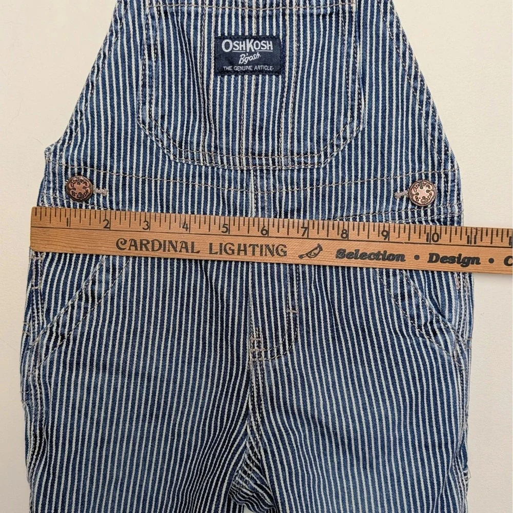 OshKosh B'Gosh‎ Hickory Striped Train Conductor Vestbak Denim Overalls 18 Months